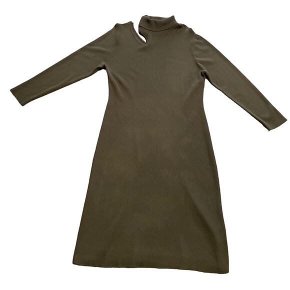 Venus Sweater Dress Turtleneck Long Sleeve Olive Green Size 1X - Picture 3 of 9